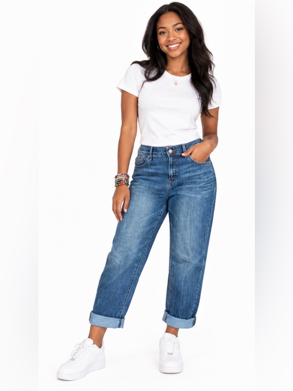 Chico’s Platinum Boyfriend Jeans | Women’s 0 | Cuffed Stretch Denim